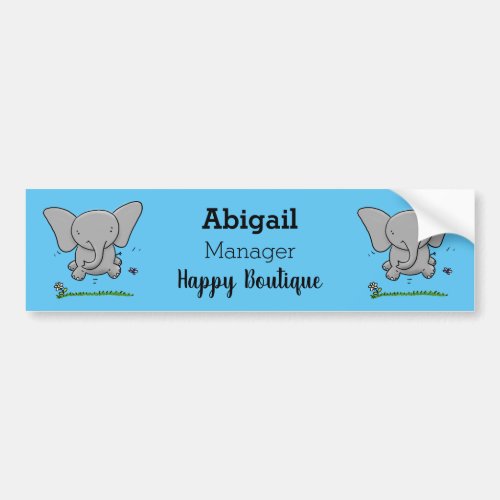 Cute adorable baby elephant cartoon illustration bumper sticker