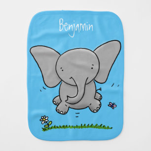 Cute adorable baby elephant cartoon illustration burp cloth
