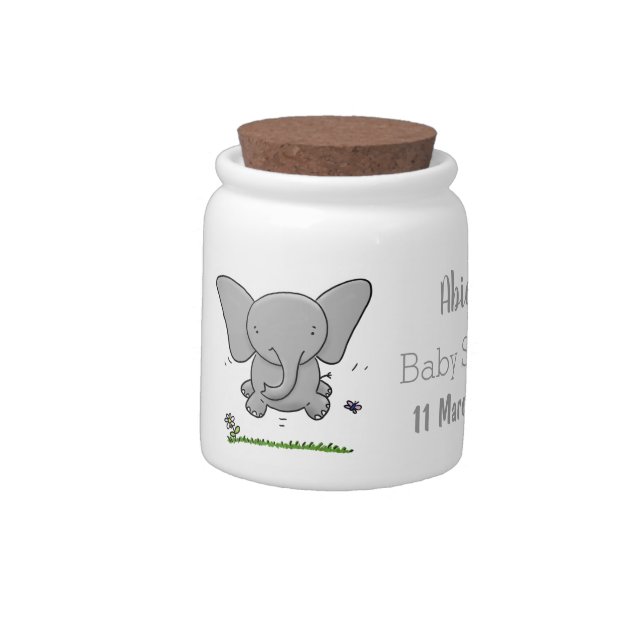 Cute adorable baby elephant cartoon illustration candy jar (Left)
