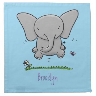 Cute adorable baby elephant cartoon illustration cloth napkin