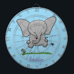 Cute adorable baby elephant cartoon illustration dart board<br><div class="desc">This fun design features our cute baby elephant jumping in cartoon style. Show some love!</div>