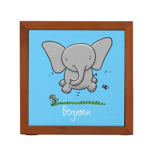 Cute adorable baby elephant cartoon illustration desk organizer