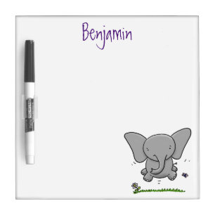 Cute adorable baby elephant cartoon illustration dry erase board