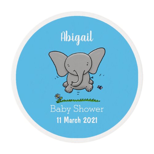 Cute adorable baby elephant cartoon illustration edible frosting rounds