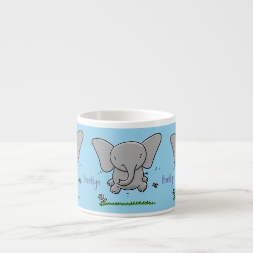 Cute adorable baby elephant cartoon illustration espresso cup