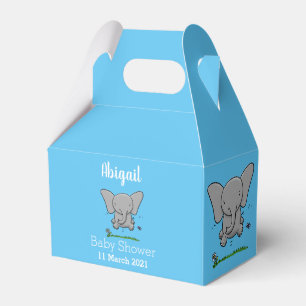 Cute adorable baby elephant cartoon illustration favor boxes