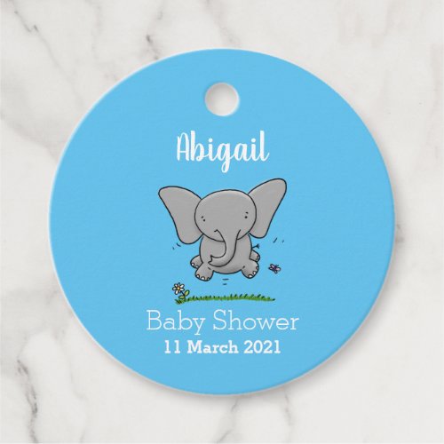 Cute adorable baby elephant cartoon illustration favor tags
