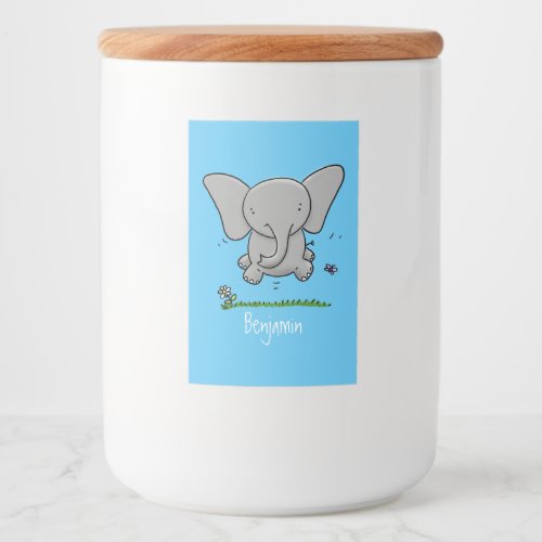 Cute adorable baby elephant cartoon illustration food label