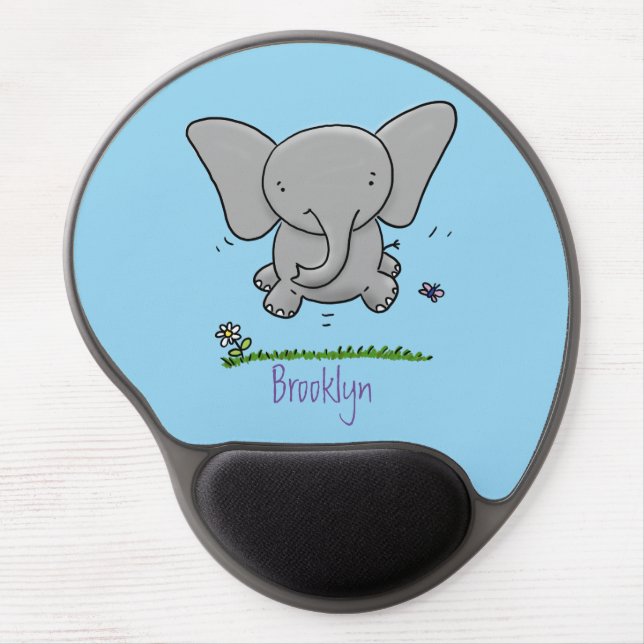 Cute adorable baby elephant cartoon illustration gel mouse pad (Front)