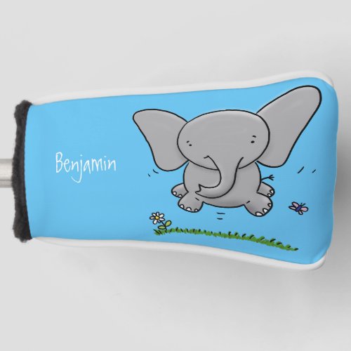 Cute adorable baby elephant cartoon illustration golf head cover