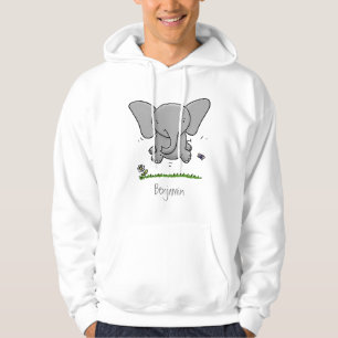 Cute adorable baby elephant cartoon illustration hoodie