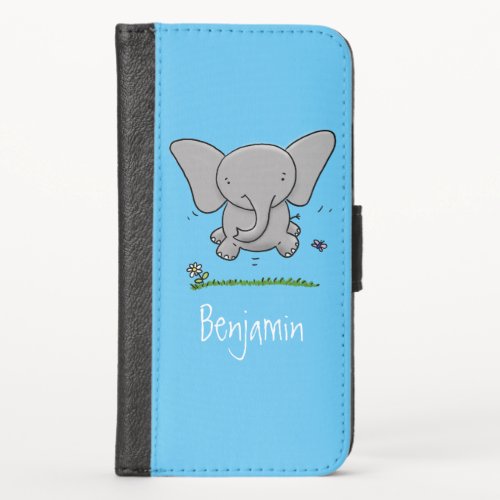 Cute adorable baby elephant cartoon illustration iPhone x wallet case