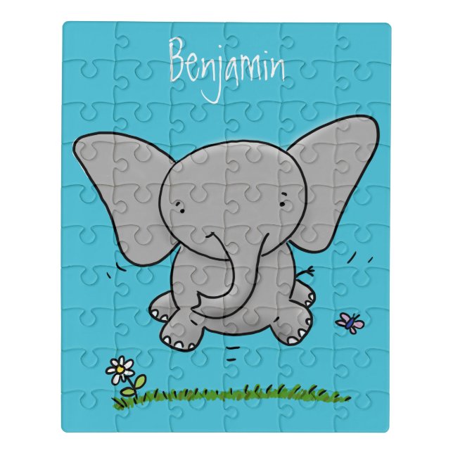 Cute adorable baby elephant cartoon illustration jigsaw puzzle (Puzzle Vertical)