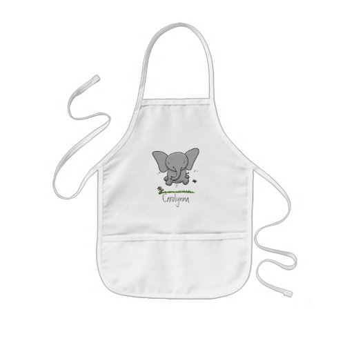 Cute adorable baby elephant cartoon illustration kids apron