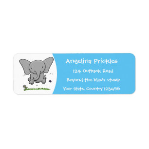 Cute adorable baby elephant cartoon illustration label