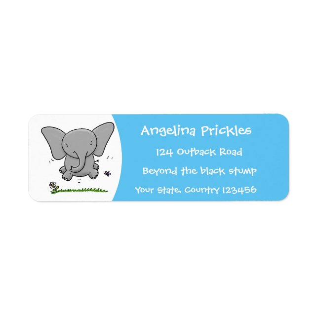 Cute adorable baby elephant cartoon illustration label (Front)