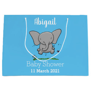 Cute adorable baby elephant cartoon illustration large gift bag