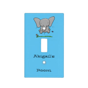 Cute adorable baby elephant cartoon illustration light switch cover