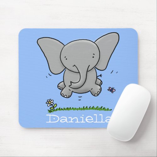 Cute adorable baby elephant cartoon illustration mouse pad