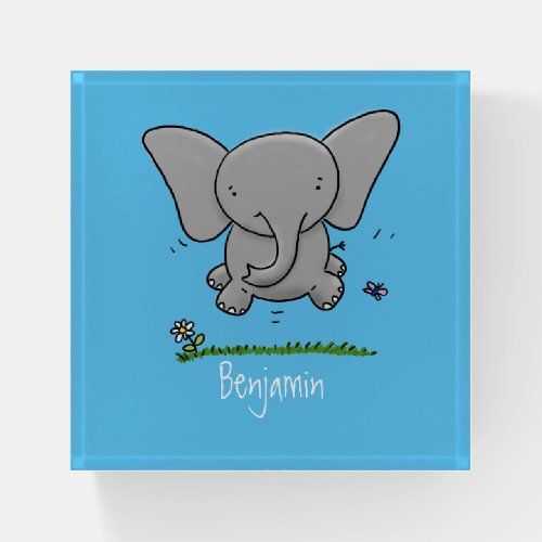 Cute adorable baby elephant cartoon illustration paperweight