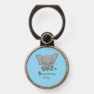 Cute adorable baby elephant cartoon illustration phone ring stand