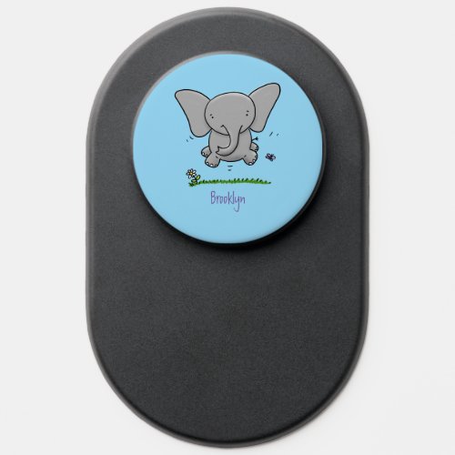 Cute adorable baby elephant cartoon illustration PopSocket