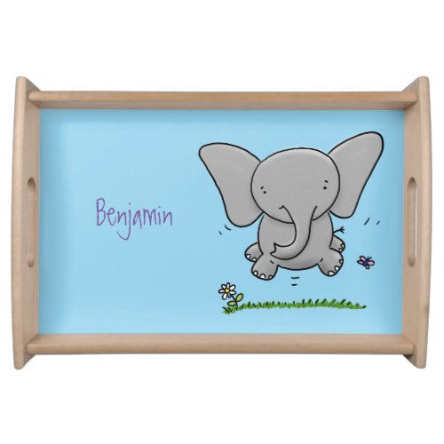 Cute adorable baby elephant cartoon illustration serving tray