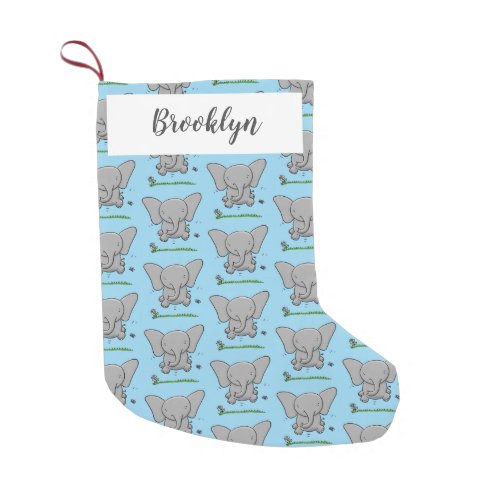 Cute adorable baby elephant cartoon illustration  small christmas stocking