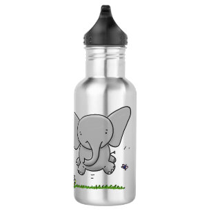 Cute adorable baby elephant cartoon illustration stainless steel water bottle