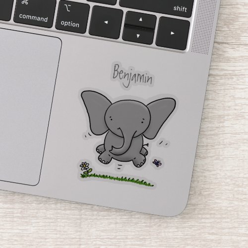 Cute adorable baby elephant cartoon illustration sticker