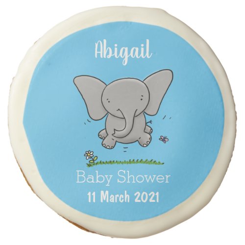 Cute adorable baby elephant cartoon illustration sugar cookie