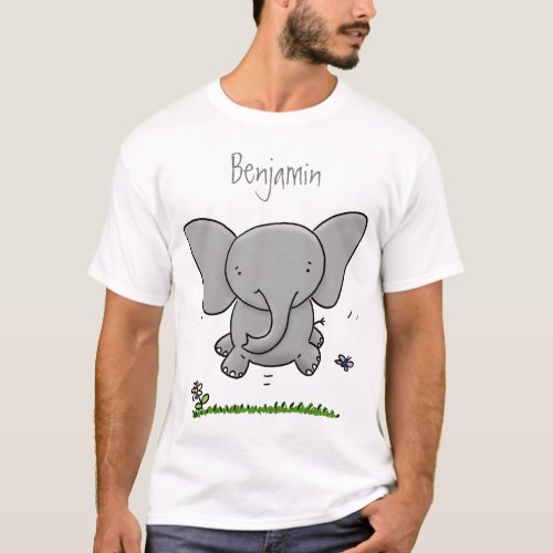 Cute adorable baby elephant cartoon illustration T_Shirt