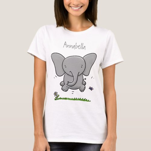 Cute adorable baby elephant cartoon illustration T_Shirt