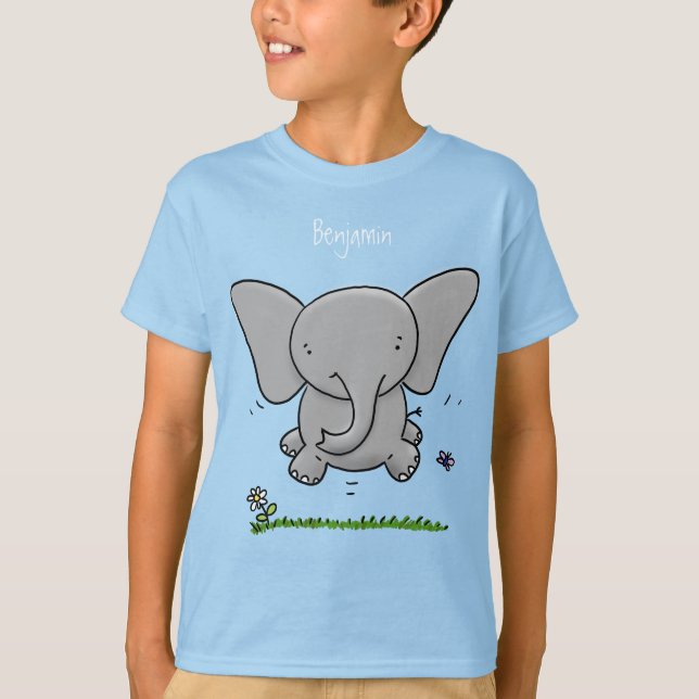 Cute adorable baby elephant cartoon illustration T-Shirt (Front)