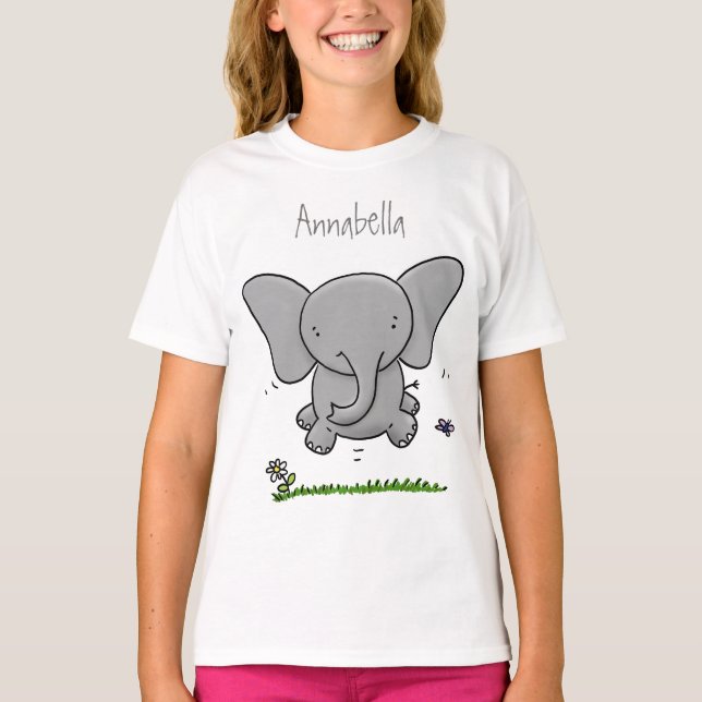 Cute adorable baby elephant cartoon illustration T-Shirt (Front)