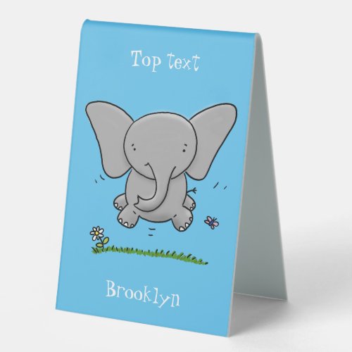 Cute adorable baby elephant cartoon illustration table tent sign