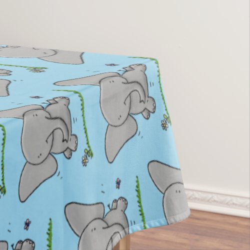 Cute adorable baby elephant cartoon illustration tablecloth