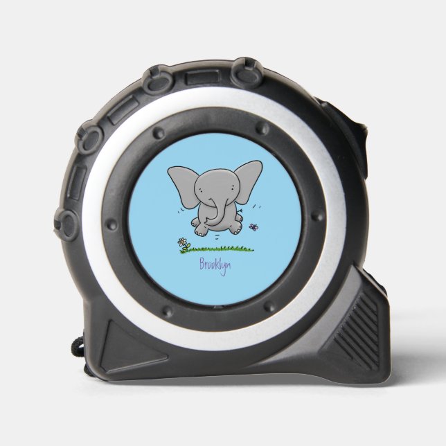 Cute adorable baby elephant cartoon illustration tape measure (Front)
