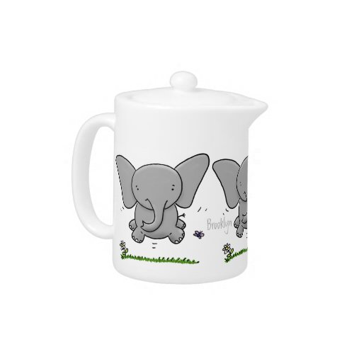 Cute adorable baby elephant cartoon illustration teapot