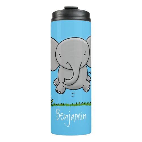 Cute adorable baby elephant cartoon illustration thermal tumbler