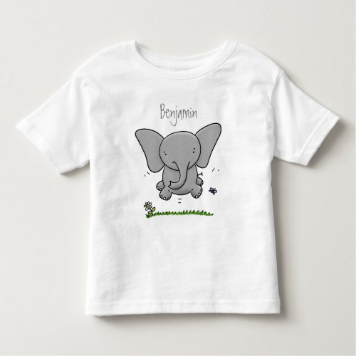 Cute adorable baby elephant cartoon illustration toddler t_shirt