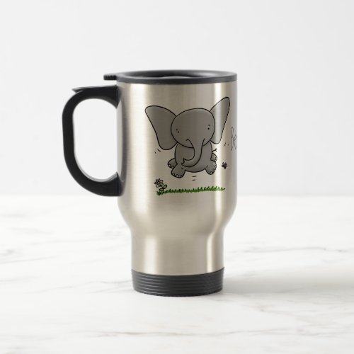 Cute adorable baby elephant cartoon illustration travel mug