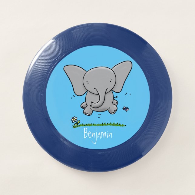 Cute adorable baby elephant cartoon illustration Wham-O frisbee (Front)