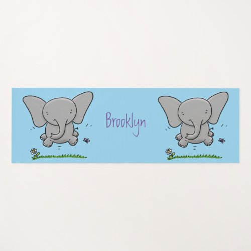 Cute adorable baby elephant cartoon illustration yoga mat