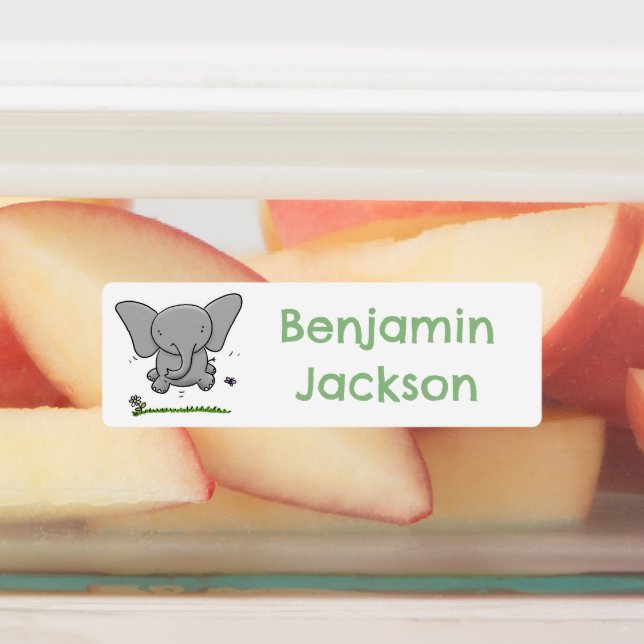 Cute adorable baby elephant cartoon personalized labels (Affixed)