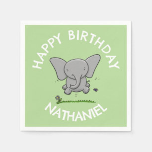 Cute adorable baby elephant personalized birthday napkins