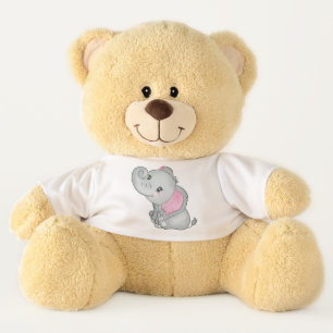 Cute Adorable Baby Elephant Pink Ears Teddy Bear