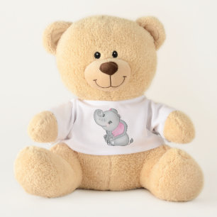 Cute Adorable Baby Elephant Pink Ears Teddy Bear