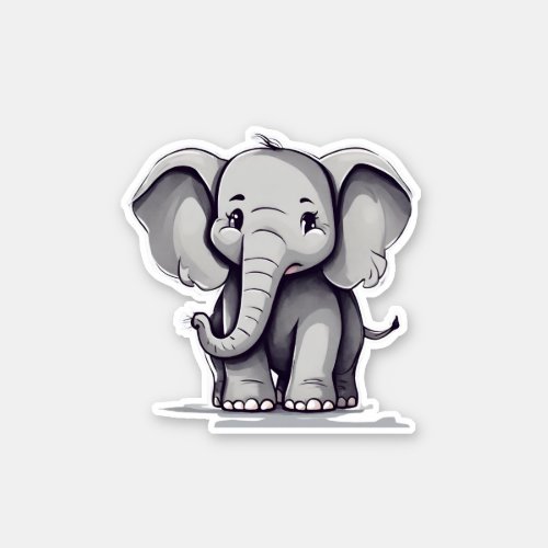 Cute adorable baby elephant sticker
