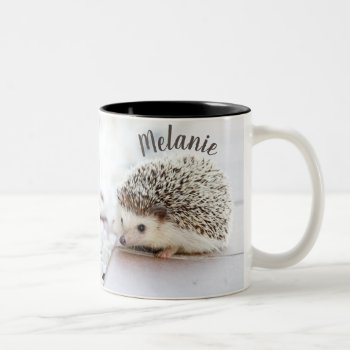 Cute Adorable Baby Hedgehog Personalized Two-tone Coffee Mug by storechichi at Zazzle
